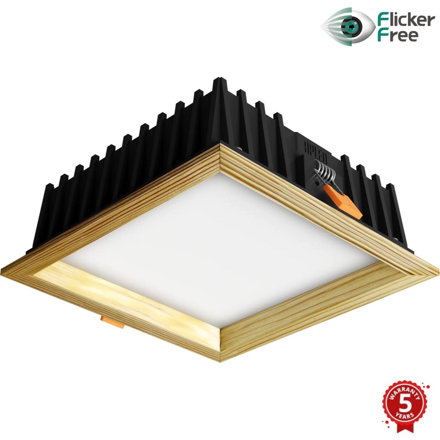 APLED - LED Recessed light SQUARE WOODLINE LED/12W/230V 4000K 17x17 cm pine solid wood
