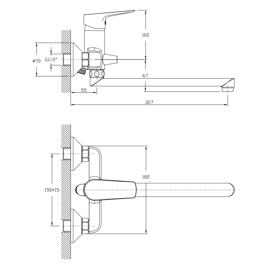 Aqualine - Basin/bath tap LOTTA shiny chrome