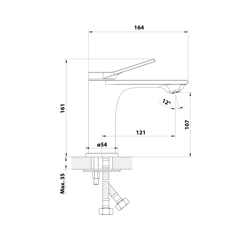 Aqualine - Basin tap BOLERO shiny chrome