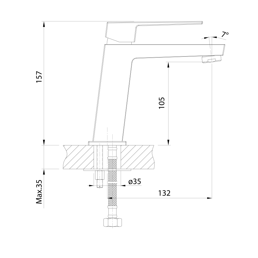 Aqualine - Basin tap RITMO shiny chrome