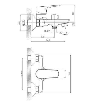 Aqualine - Bath tap LOTTA matte black
