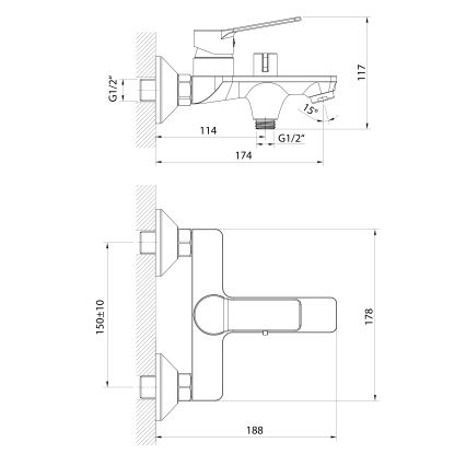 Aqualine - Bath tap SINTRA shiny chrome