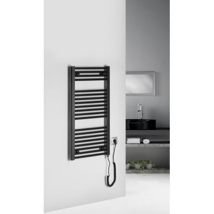 Aqualine - Bathroom electric radiator DIRECT-E 300W/230V 96 cm matte black straight