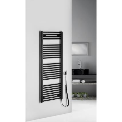 Aqualine - Bathroom electric radiator DIRECT-E 400W/230V 132 cm matte black straight
