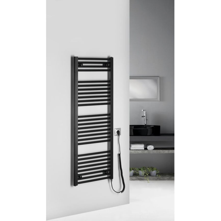 Aqualine - Bathroom electric radiator DIRECT-E 400W/230V 132 cm matte black straight
