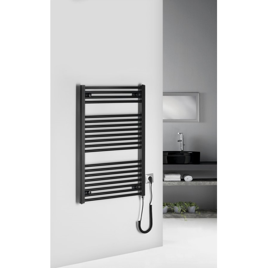 Aqualine - Bathroom electric radiator DIRECT-E 400W/230V 96 cm matte black straight