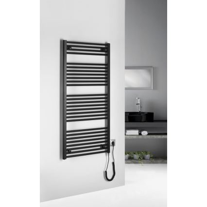 Aqualine - Bathroom electric radiator DIRECT-E 600W/230V 132 cm matte black straight