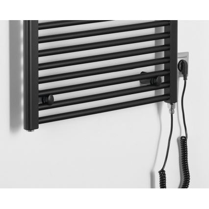 Aqualine - Bathroom electric radiator DIRECT-E 600W/230V 132 cm matte black straight