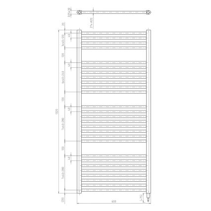 Aqualine - Bathroom electric radiator DIRECT-E 600W/230V 132 cm matte black straight