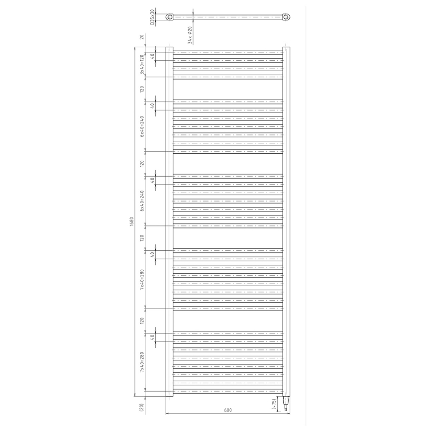 Aqualine - Bathroom electric radiator DIRECT-E 800W/230V 168 cm white straight