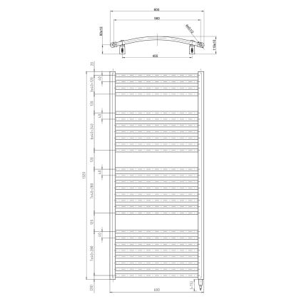 Aqualine - Bathroom electric radiator ORBIT-E 600W/230V 132 cm white round