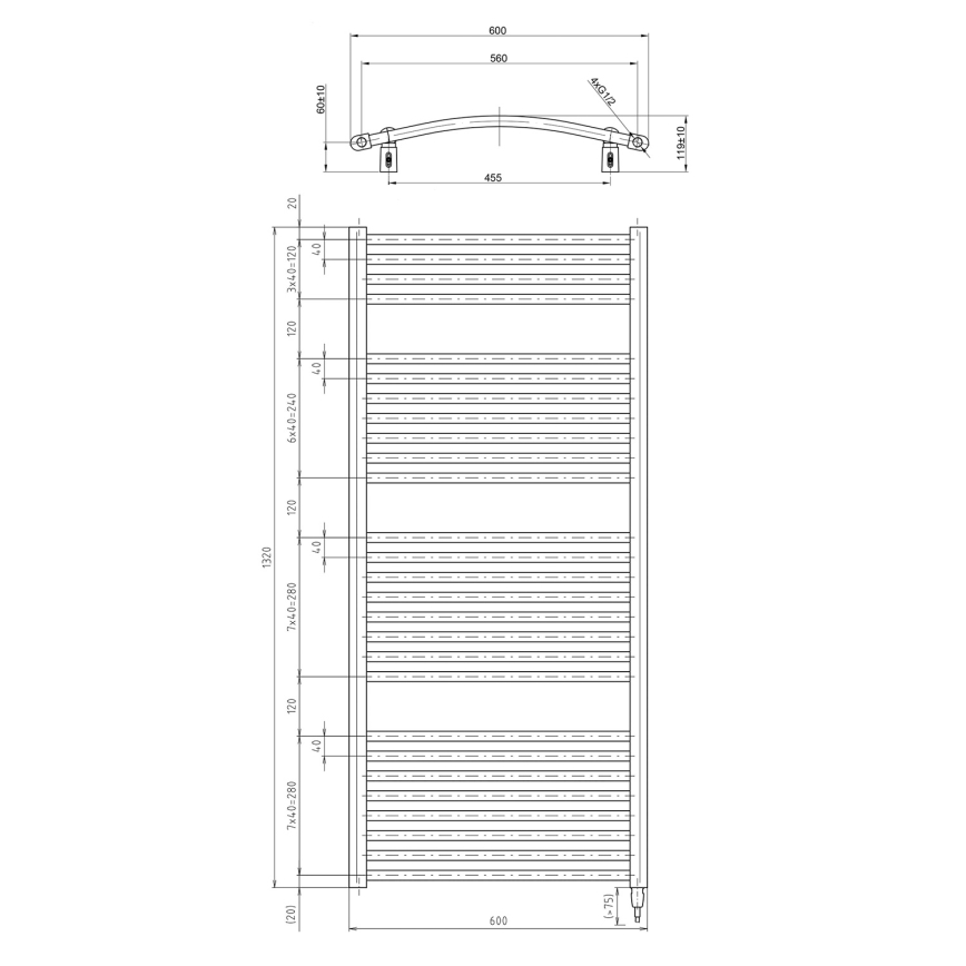 Aqualine - Bathroom electric radiator ORBIT-E 600W/230V 132 cm white round