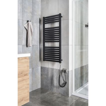 Aqualine - Bathroom electric radiator TONDI-E 300W/230V 97 cm matte black straight