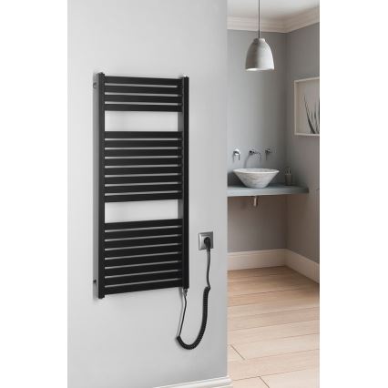 Aqualine - Bathroom electric radiator TONDI-E 300W/230V 97 cm matte black straight