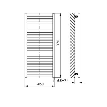 Aqualine - Bathroom electric radiator TONDI-E 300W/230V 97 cm matte black straight