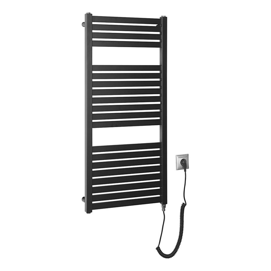 Aqualine - Bathroom electric radiator TONDI-E 300W/230V 97 cm matte black straight