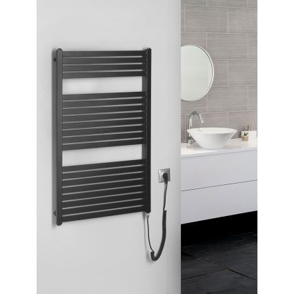 Aqualine - Bathroom electric radiator TONDI-E 400W/230V 97 cm matte black straight