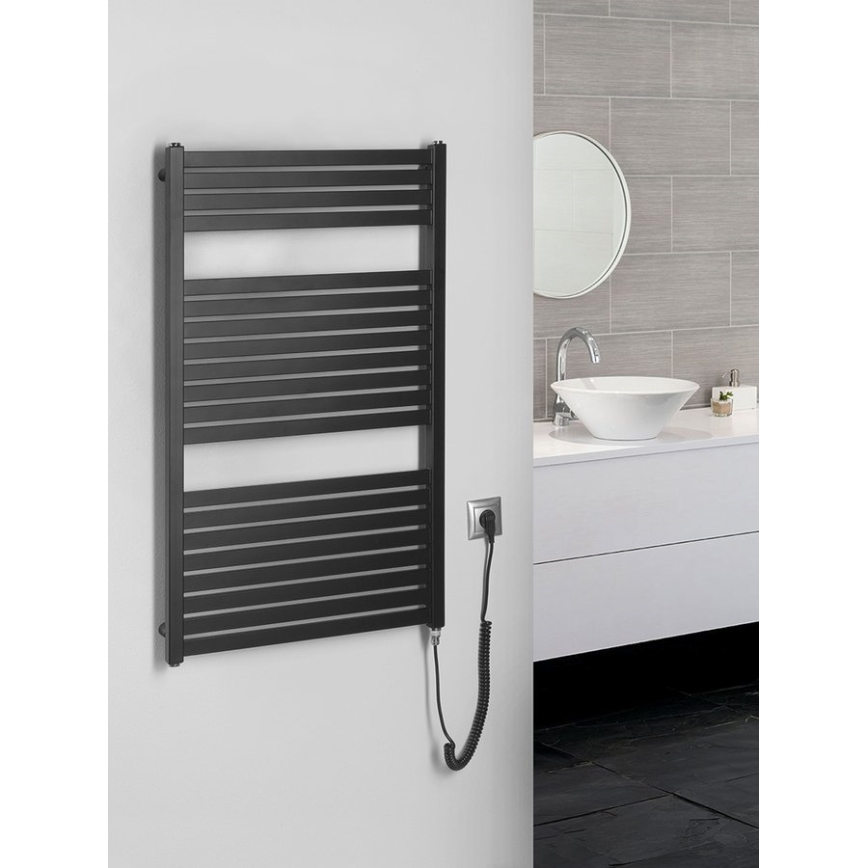 Aqualine - Bathroom electric radiator TONDI-E 400W/230V 97 cm matte black straight
