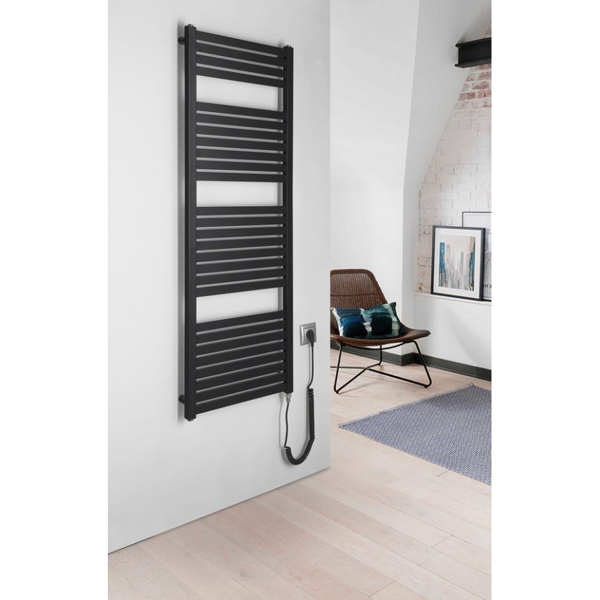 Aqualine - Bathroom electric radiator TONDI-E 500W/230V 133 cm matte black straight