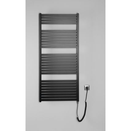 Aqualine - Bathroom electric radiator TONDI-E 600W/230V 133 cm matte black straight
