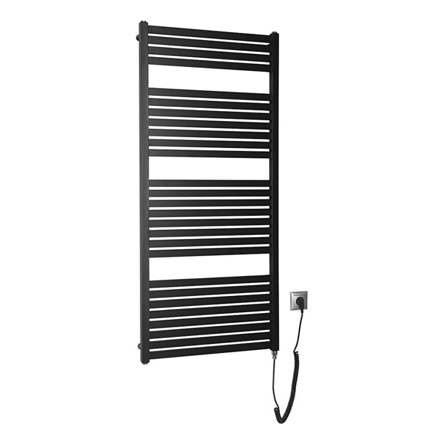 Aqualine - Bathroom electric radiator TONDI-E 600W/230V 133 cm matte black straight