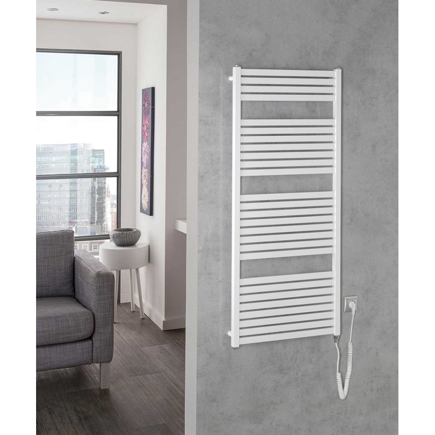 Aqualine - Bathroom electric radiator TONDI-E 600W/230V 133 cm white straight