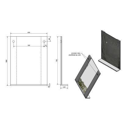 Aqualine - BETA Mirror 60x80 cm White