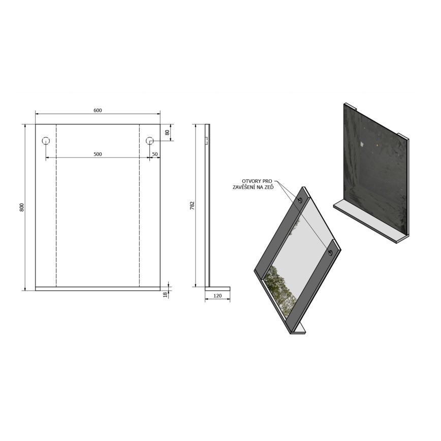 Aqualine - BETA Mirror 60x80 cm White