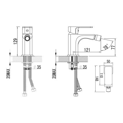 Aqualine - Bidet tap FACTOR shiny chrome