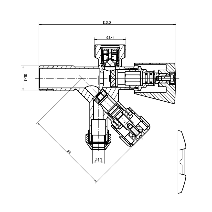 Aqualine - Combination Valve, Polished Chrome