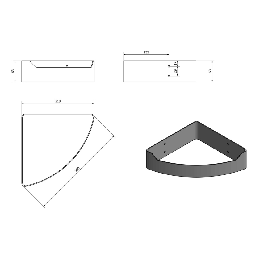 Aqualine - Corner shower shelf SAMBA 21,8x30 cm black