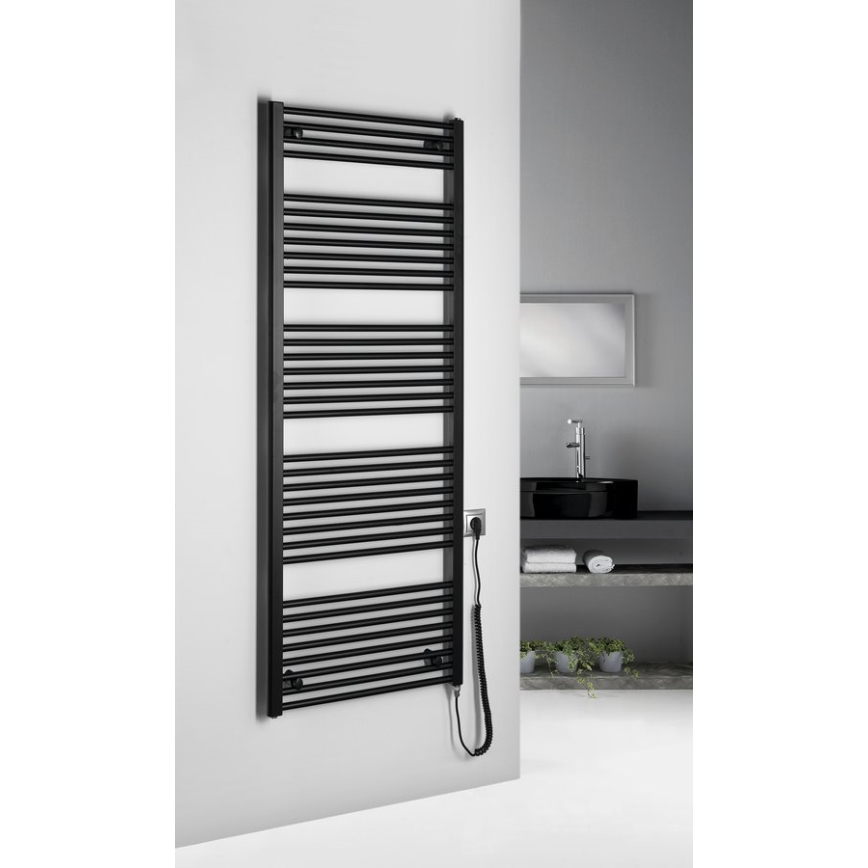 Aqualine - DIRECT-E Electric Bathroom Radiator, 800 W, 168 x 60 cm, Matte Black