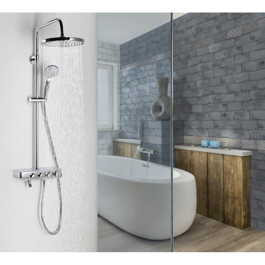 Aqualine - FARRAO Shower Set with Mixer, Polished Chrome