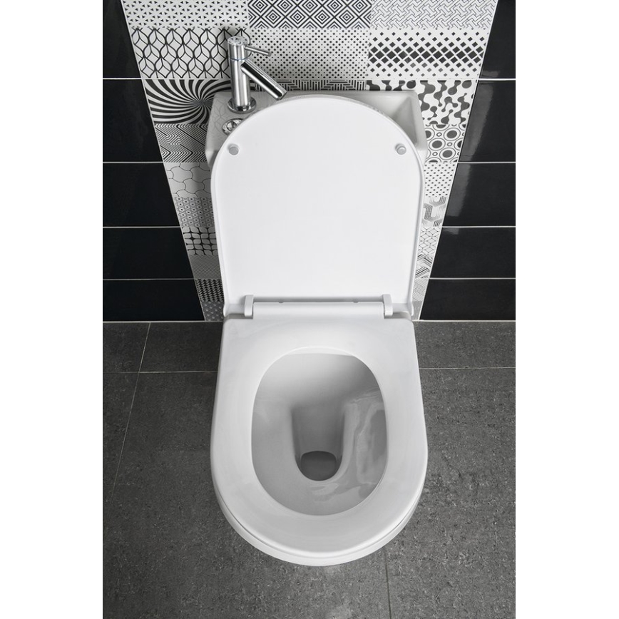 Aqualine - HYGIE combined toilet with integrated basin, ceramic/white