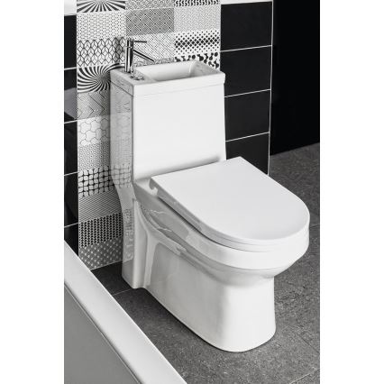 Aqualine - HYGIE combined toilet with integrated basin, ceramic/white