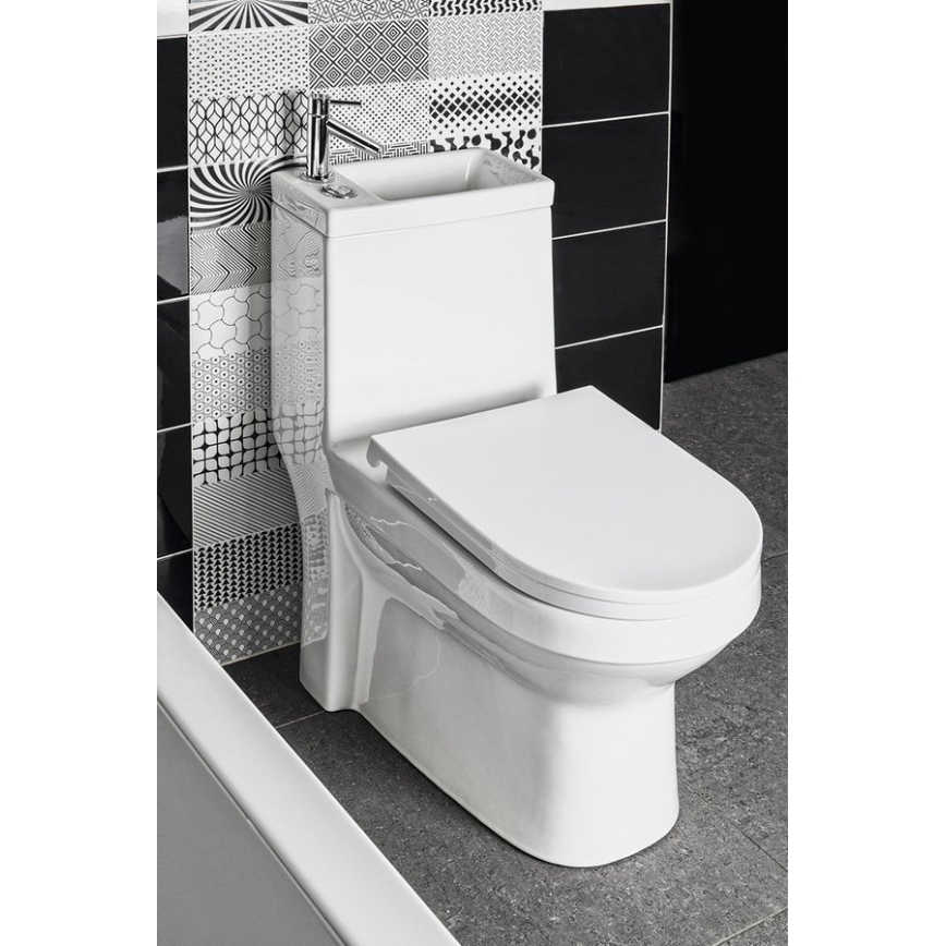 Aqualine - HYGIE combined toilet with integrated basin, ceramic/white