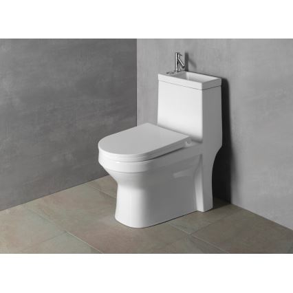 Aqualine - HYGIE combined toilet with integrated basin, ceramic/white