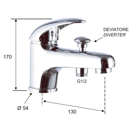 Aqualine - KASIOPEA 17 cm Basin Mixer with Diverter, Polished Chrome