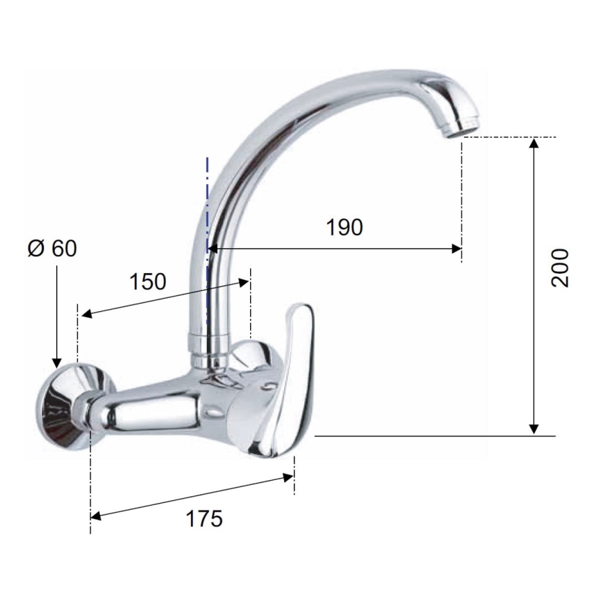 Aqualine - KASIOPEA Sink Faucet 20 cm Polished Chrome