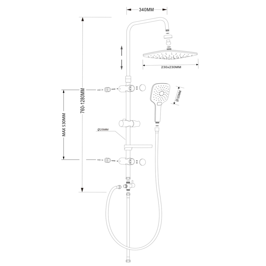 Aqualine - KERA Shower Set Polished Chrome