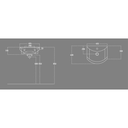 Aqualine - Recessed washbasin ZERO 45,5x40 cm ceramic/white