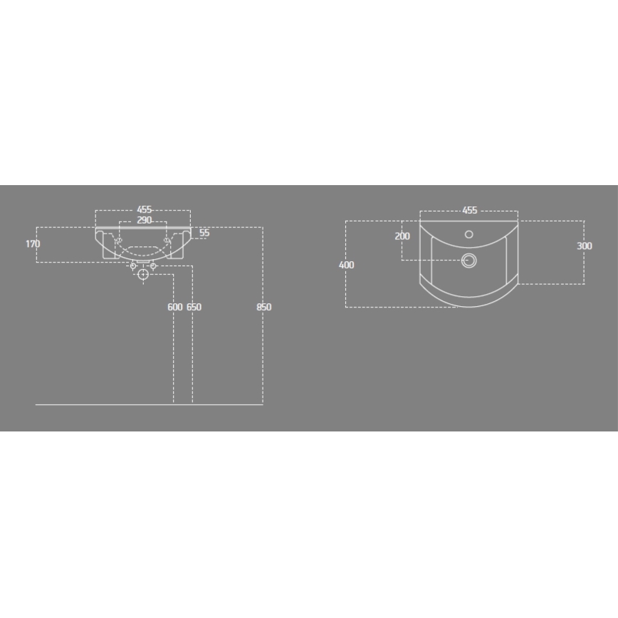 Aqualine - Recessed washbasin ZERO 45,5x40 cm ceramic/white