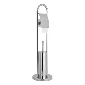 Aqualine - SAMBA Freestanding Toilet Brush with Toilet Paper Holder, 80 x 22 cm, Polished Chrome