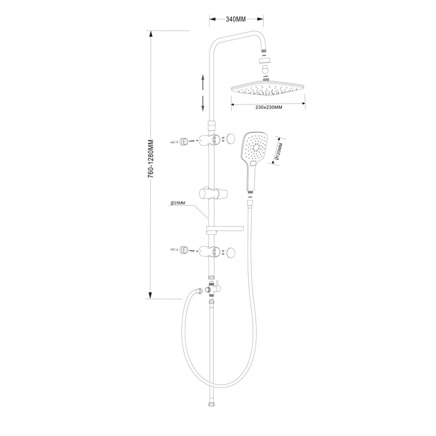 Aqualine - Shower set KERA matte black