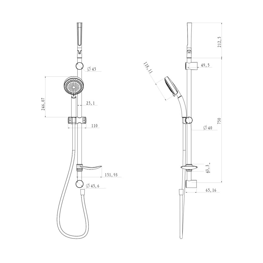 Aqualine - Shower set TILA shiny chrome