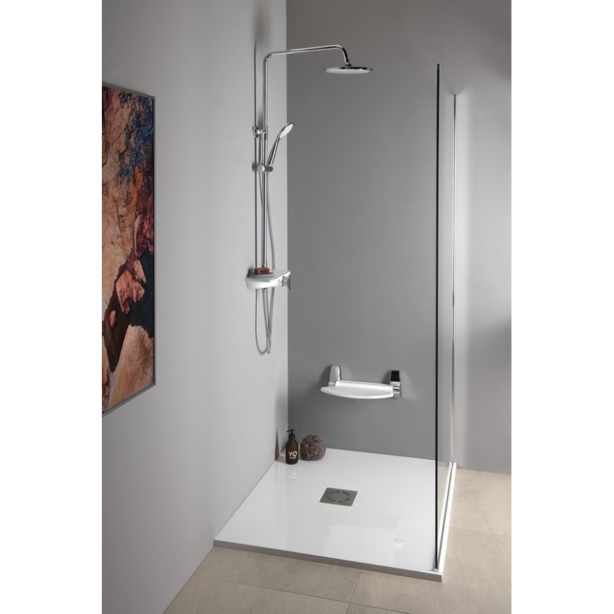 Aqualine - Shower set with mixer tap, polished chrome/white