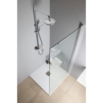 Aqualine - Shower set with mixer tap, polished chrome/white