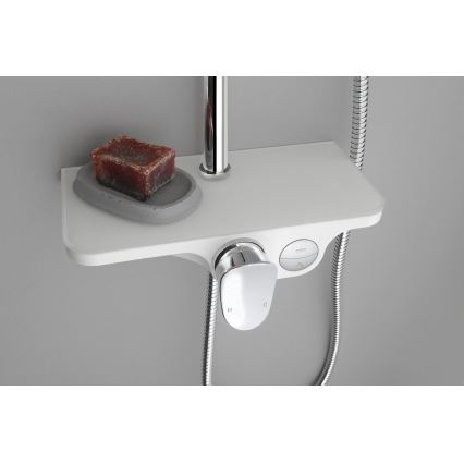Aqualine - Shower set with mixer tap, polished chrome/white