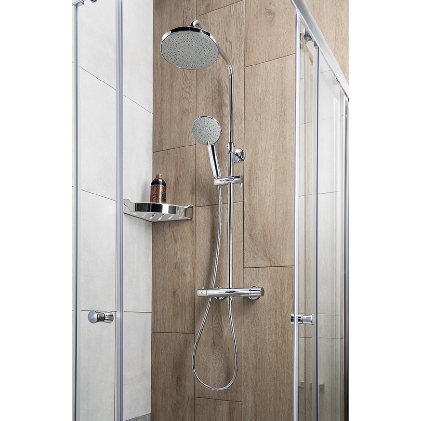 Aqualine - Shower set with thermostatic tap LIGA shiny chrome