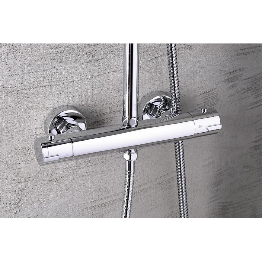 Aqualine - Shower set with thermostatic tap LIGA shiny chrome